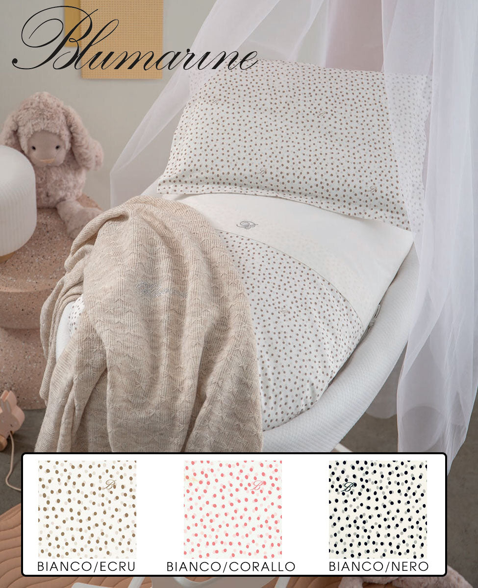 Blumarine COMPLETO Copripiumino 4pz Culla / Carrozzina Malù 101051069 - bianco nero