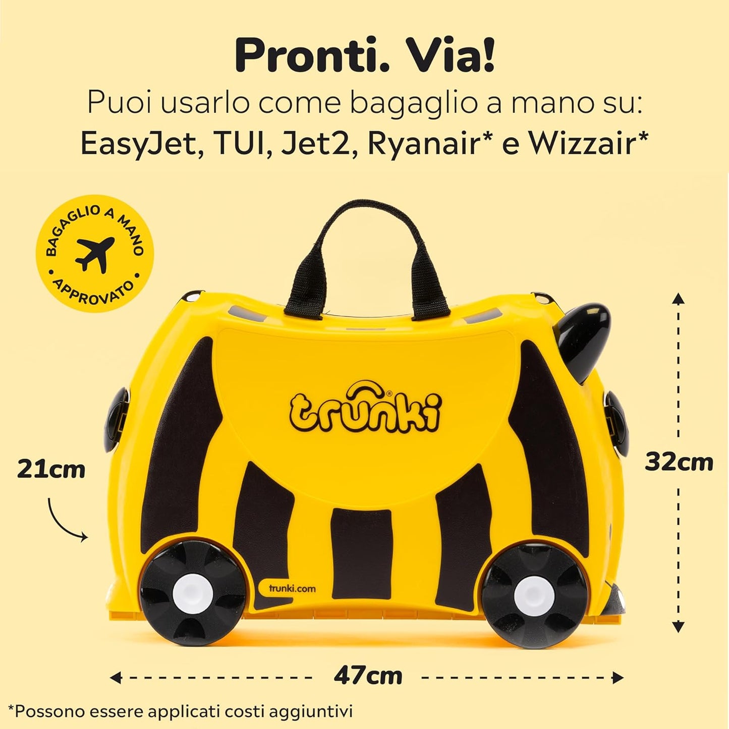 Trunki Valigia Trolley Cavalcabile – Bagaglio a Mano – Ape Bernard (Giallo)