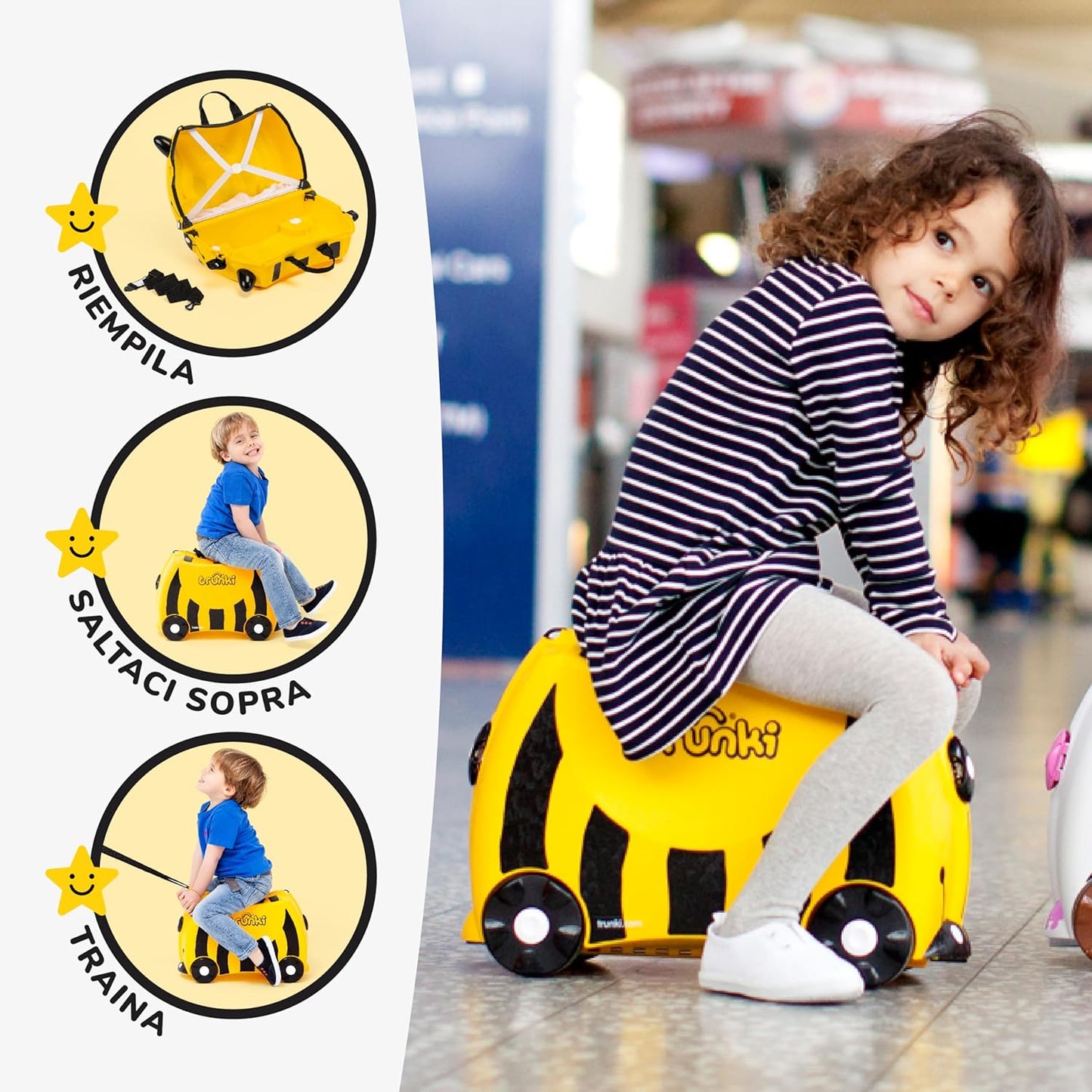 Trunki Valigia Trolley Cavalcabile – Bagaglio a Mano – Ape Bernard (Giallo)