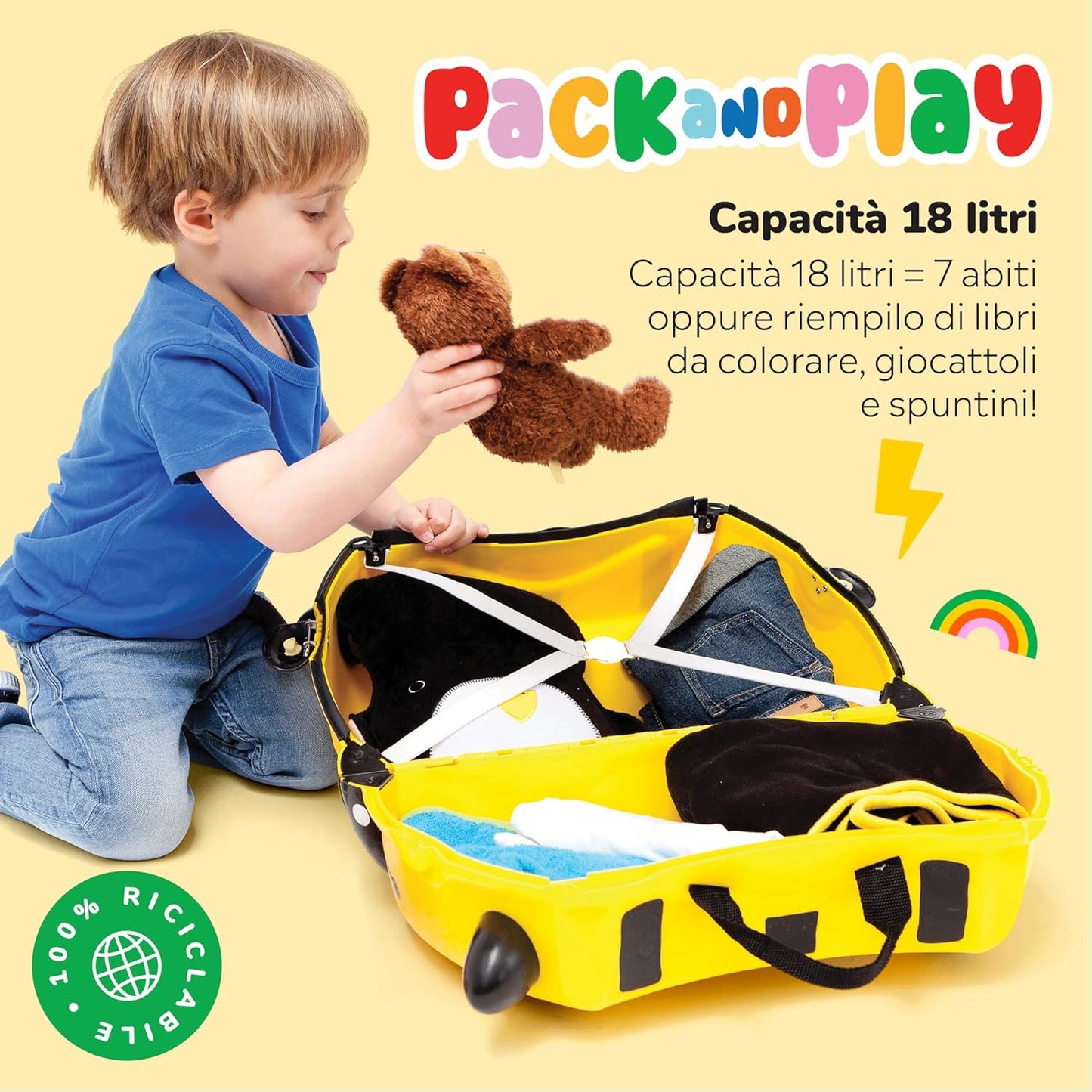 Trunki Valigia Trolley Cavalcabile – Bagaglio a Mano – Ape Bernard (Giallo)