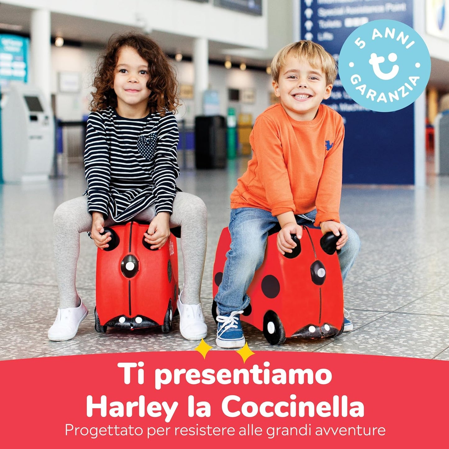 Trunki Valigia Trolley Cavalcabile – Bagaglio a Mano – Harley Coccinella (Rosso)