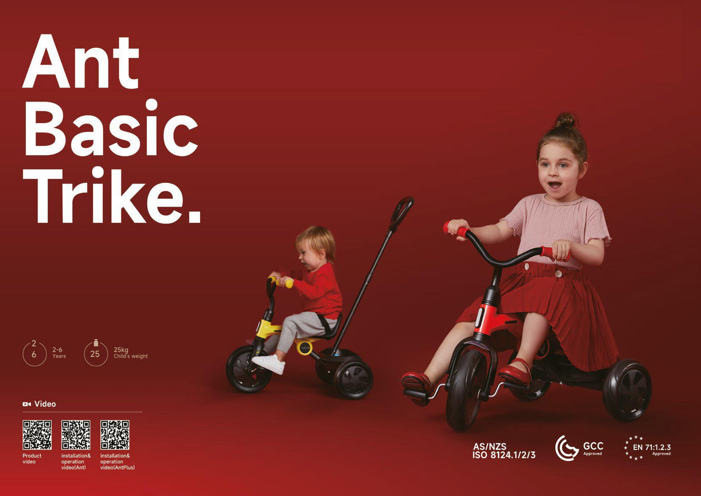 Qplay - Triciclo ANT+ Basic - da 24 mesi a 72 mesi - RED