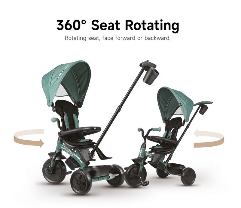 Qplay - Triciclo ELITE Platinum 6in1 - da 10 mesi a 72 mesi - GREEN