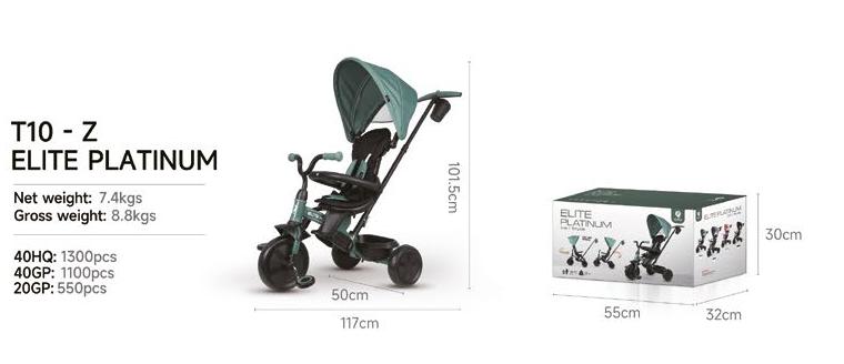 Qplay - Triciclo ELITE Platinum 6in1 - da 10 mesi a 72 mesi - GREEN