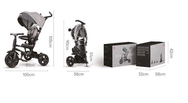 Qplay - Triciclo RITO Star 6in1 - da 10 mesi a 72 mesi - GREY