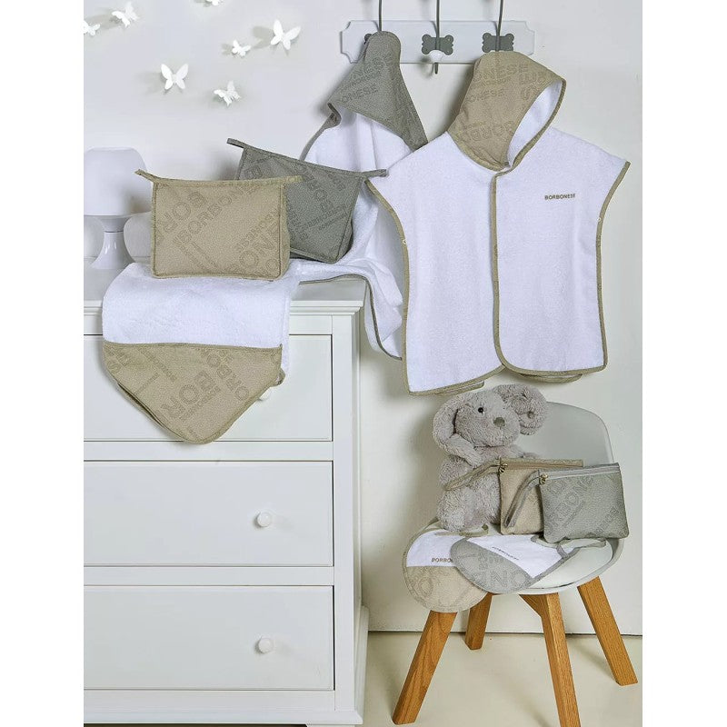 Borbonese Kids Accappatoio neonato quadrato JET SET - nocciola