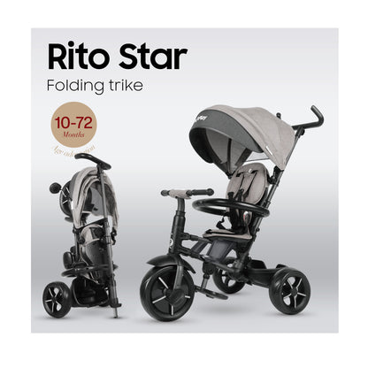 Qplay - Triciclo RITO Star 6in1 - da 10 mesi a 72 mesi - GREY