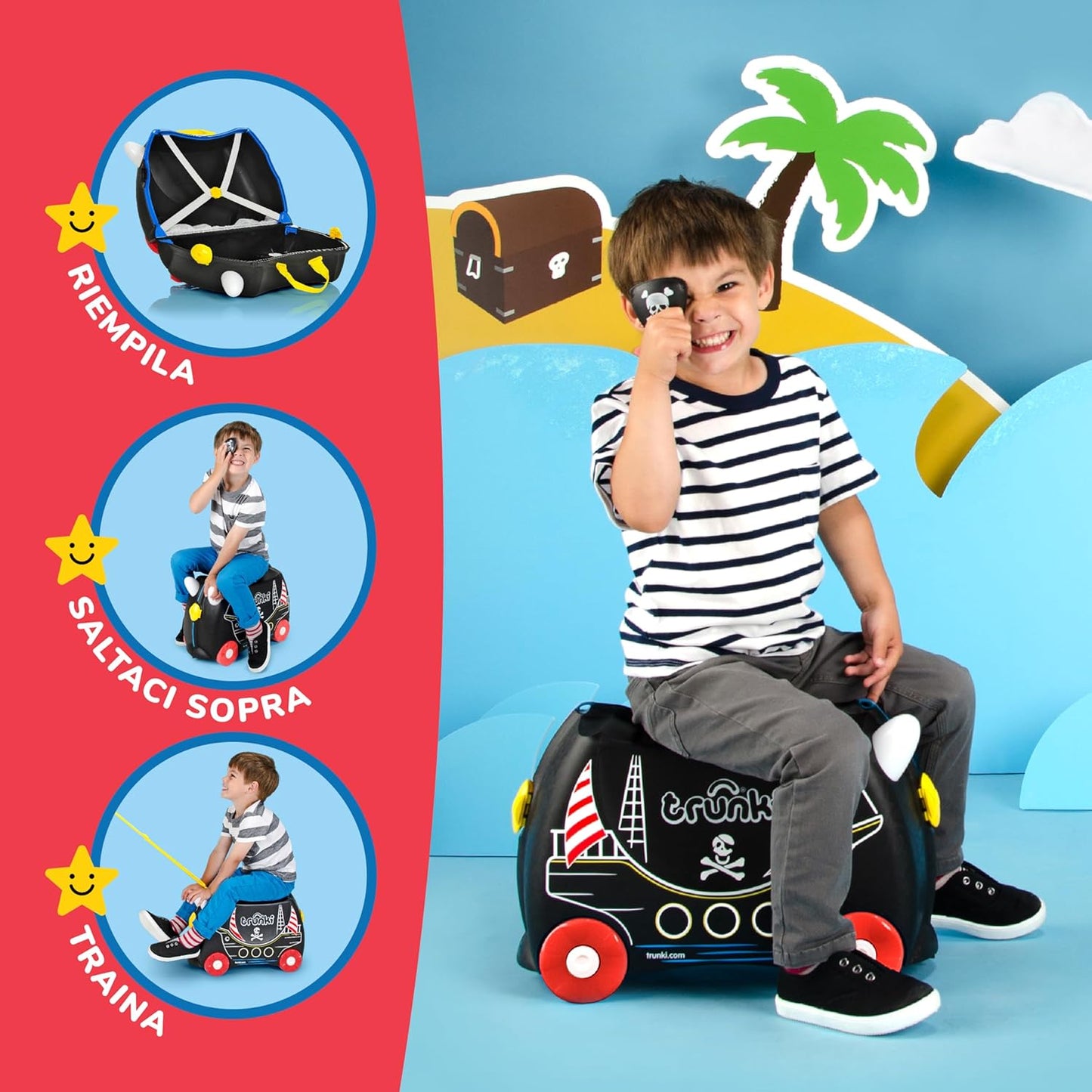 Trunki Valigia Trolley Cavalcabile – Bagaglio a Mano – Pedro Nave Pirata
