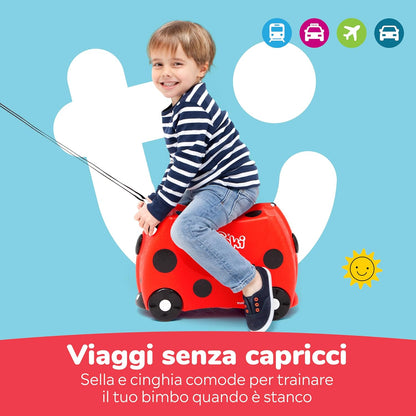 Trunki Valigia Trolley Cavalcabile – Bagaglio a Mano – Harley Coccinella (Rosso)