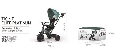 Qplay - Triciclo ELITE Platinum 6in1 - da 10 mesi a 72 mesi - GREEN