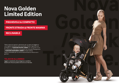 Qplay - Triciclo NOVA Golden Limited edition 6in1 - da 10 mesi a 72 mesi